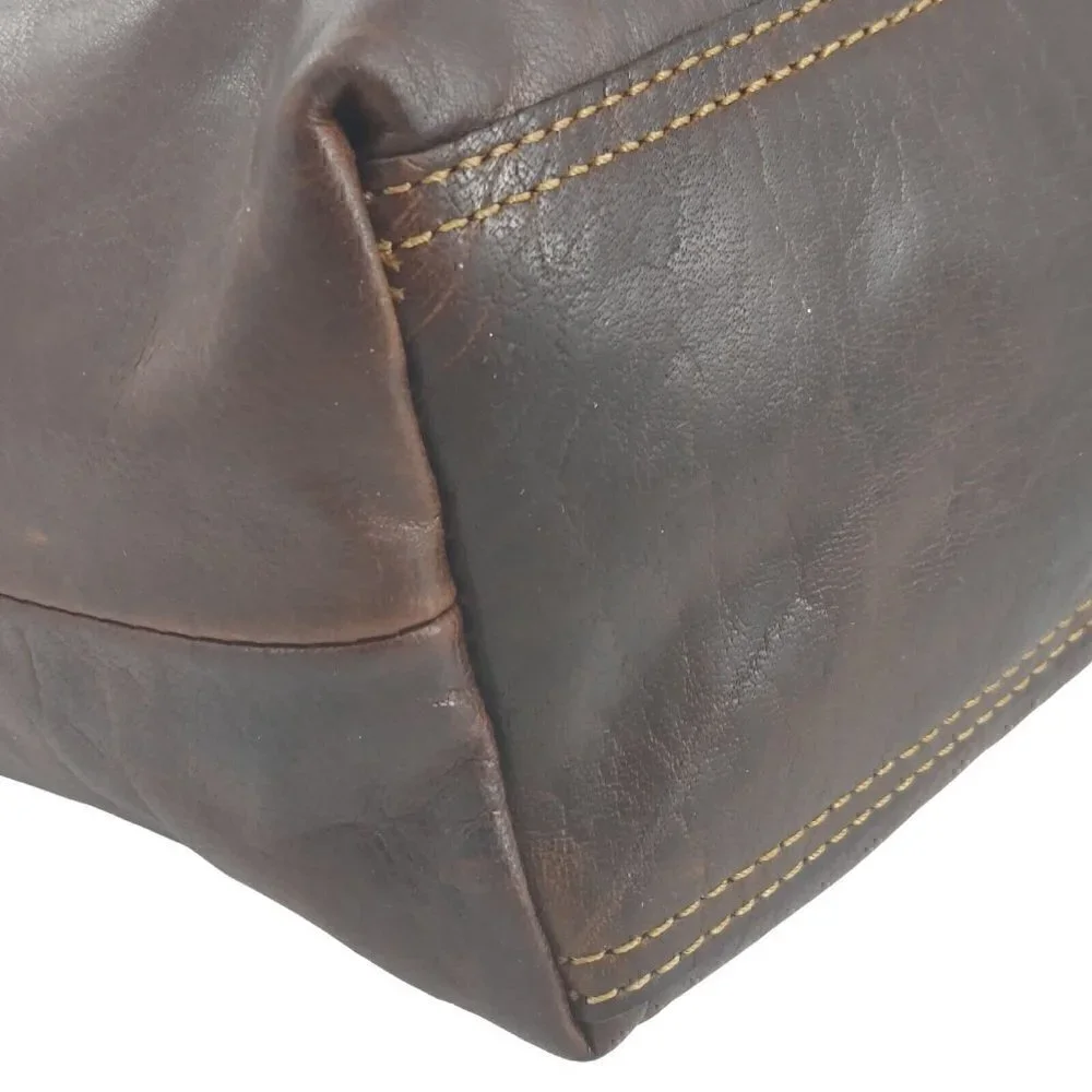 JACK GEORGES Voyager Hand-Stain Re-Tanned Buffalo Leather Flap Pocket Hobo Bag